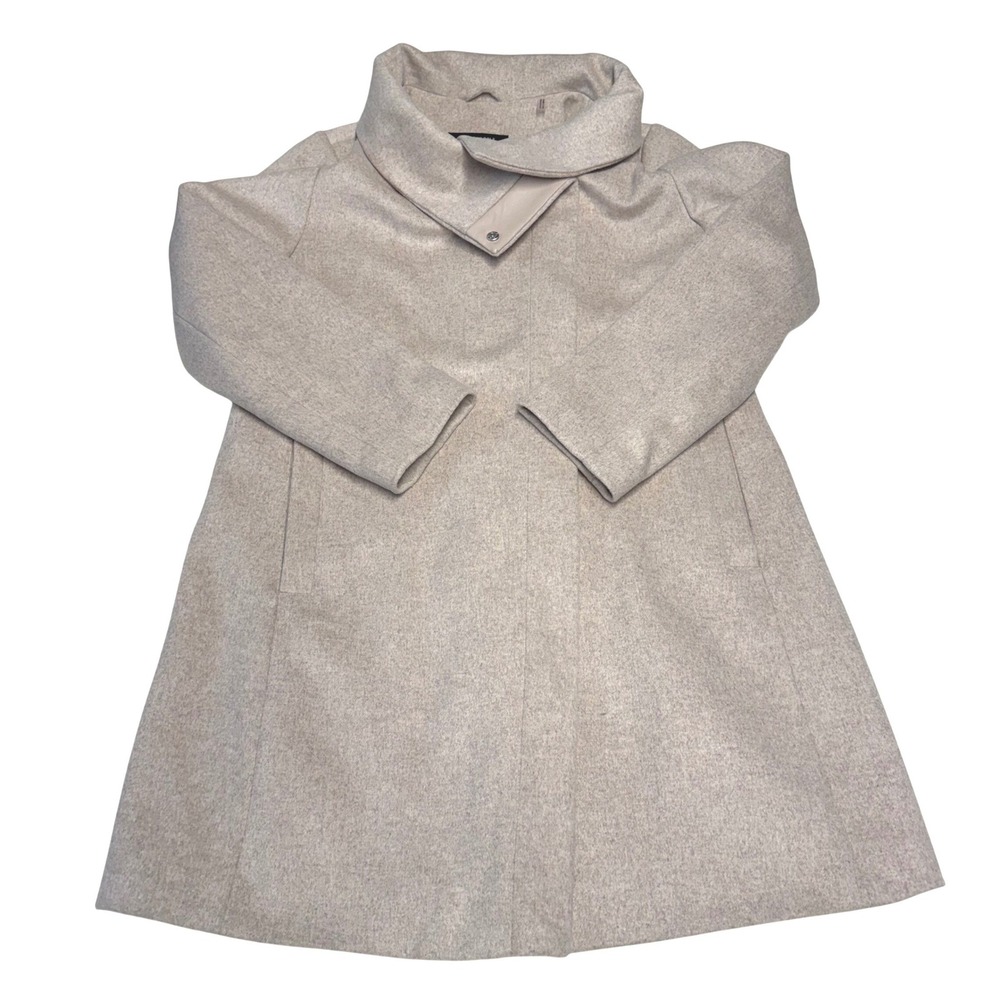 Kenneth Cole New York Womens XL Wool Blend Funnel Neck Asymmetric Zip Coat Tan